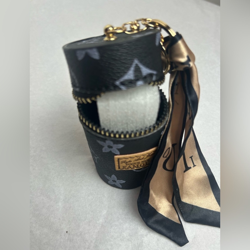 Elegant Designer Print Cylinder Pouch with Scarf - Picture 6 of 15